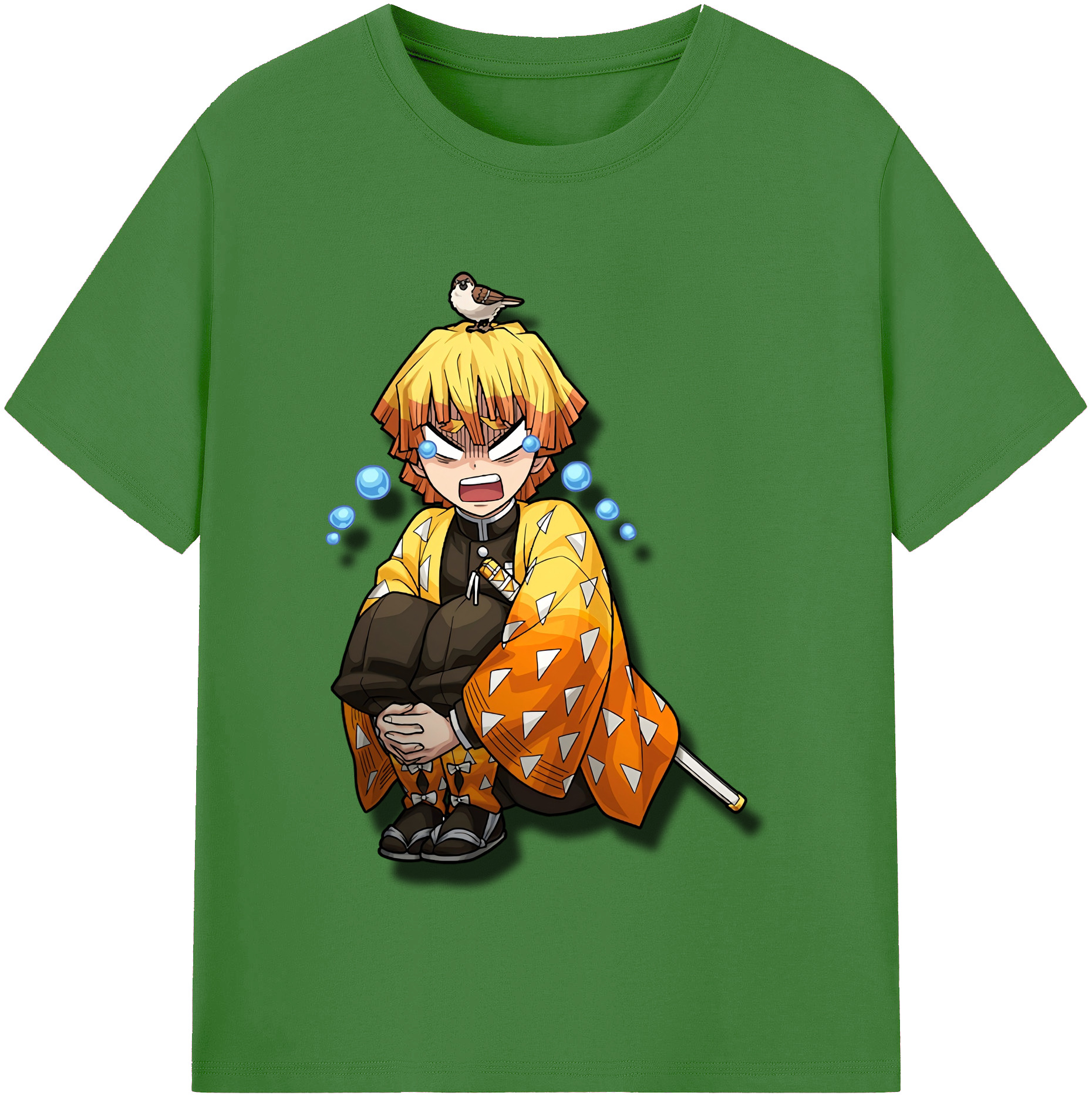 （画像用） 鬼滅の刃（きめつのやいば）我妻 善逸／あがつま ぜんいつ Agatsuma Zenitsu レディースカジュアルプリントTシャツ（綿100％）